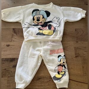 Disney Baby Mickey Mouse jogger set White Outfit size 12 months
